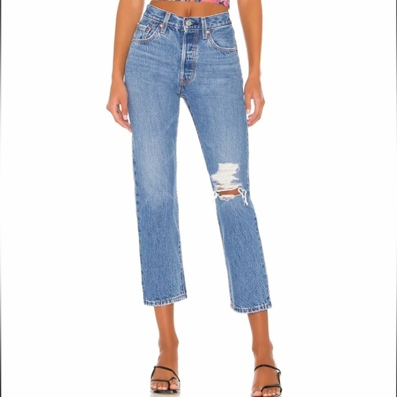NWT Levi’s 501 High Rise Original Cropped Jeans In Athens Slide - Picture 11 of 11